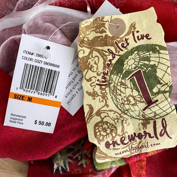 One World Top Medium Cozy Snowman Long Sleeve Embellished Snowflakes NWT TP-1956 - Picture 7 of 10